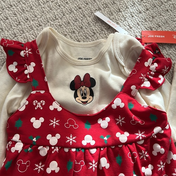 NWT - Disney Minnie Mouse body suit and jumper dress set. Size 12-18 months. - Picture 2 of 7